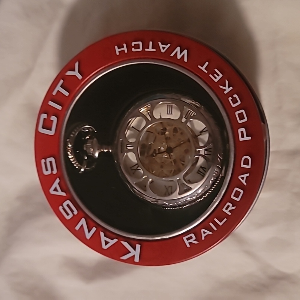 NEW In Tin Kansas City Railroad Pocket Watch‎ with 20" Chain